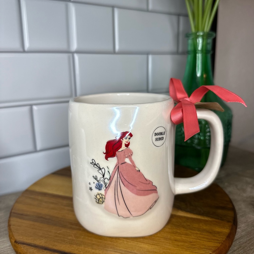 Rae Dunn x Disney Princess Ariel Mug with Pink Ribbon